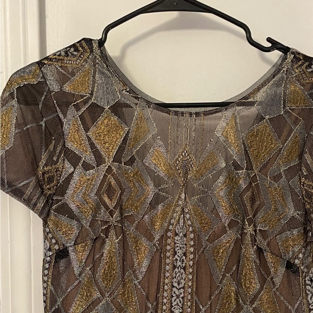BCBG Formal Full-length Gold/Silver/Black Dress